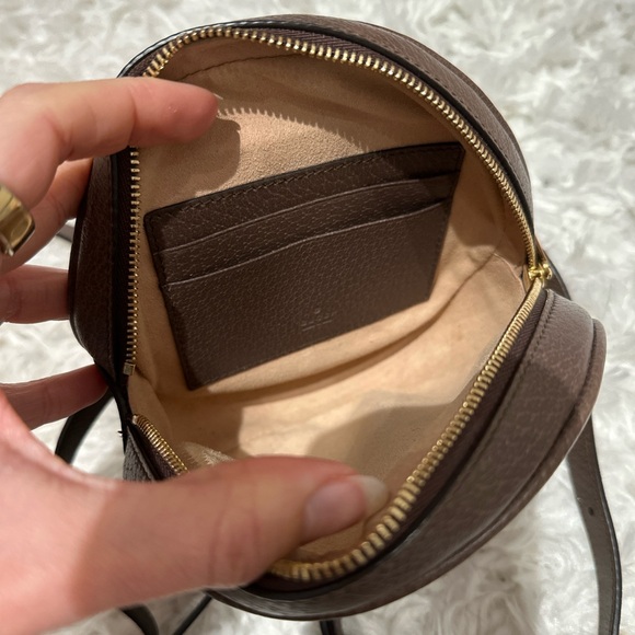 GG Supreme Monogram Web Mini Ophidia Round Backpack Brown - Picture 4 of 9